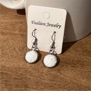 NWT Faux Druzy White Dangle Earrings